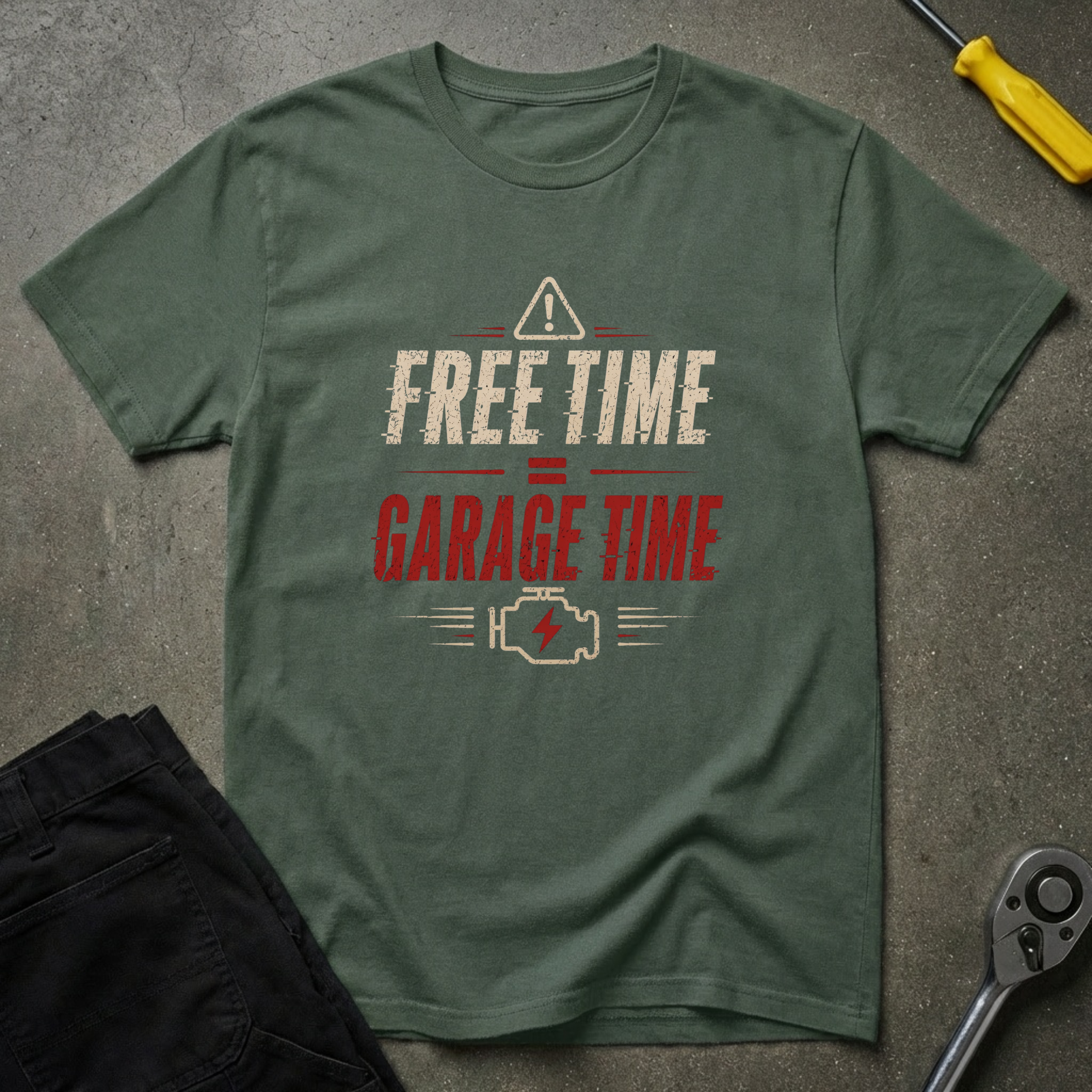 Free Time = Garage T-Shirt